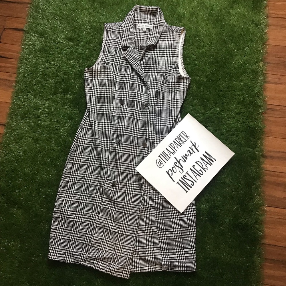 Plaid Blazer Dress Black White L